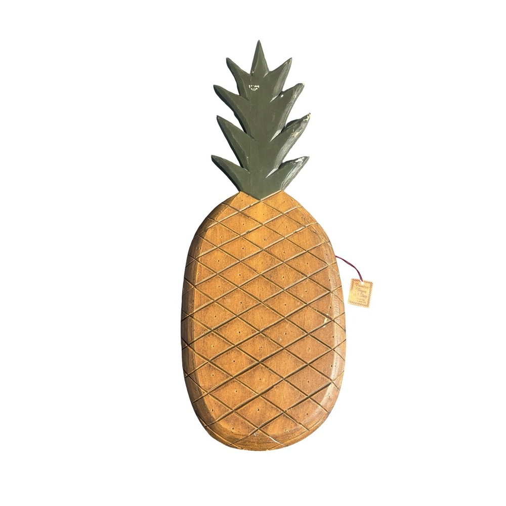 Primitive Thyme Michelle Clark Wood Pineapple Wall Art 26x12 Distressed Folk Art - Picture 2 of 5